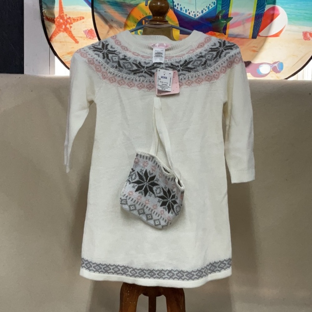 NWT girls long sleeve love to be loved sweater dress and purse
